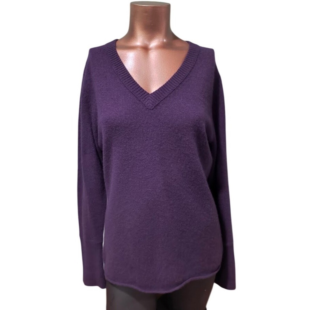 Sophia Milano Womens M VNeck Long Sleeve 100% Cashmere‎ Sweater Amethyst Purple